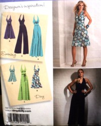2401 HALTER MIDRIFF DRESS,JUMPSUIT 2 LENGTHS PATTERN 6-14